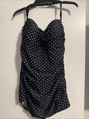 Merona Black and White Polka Dot One-Piece Swimsuit